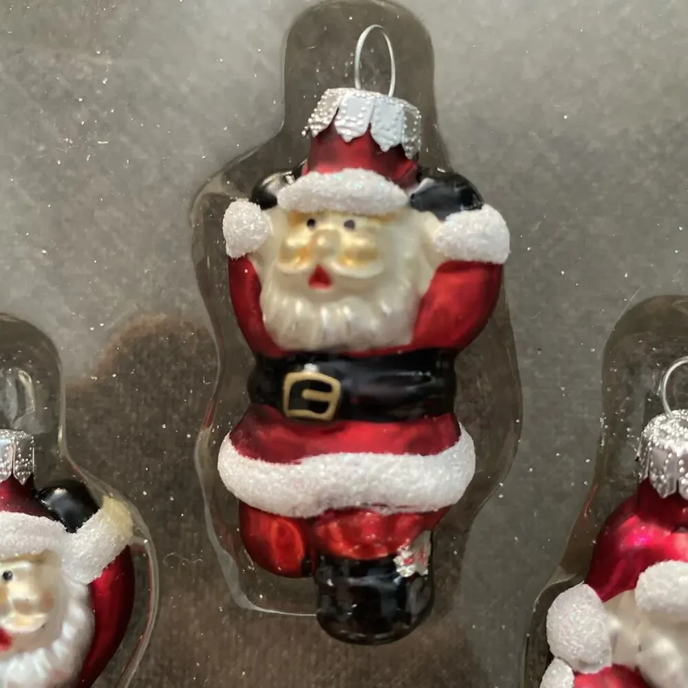 Vintage Set Of 6 2007 Target Santa Glass Christmas Ornaments